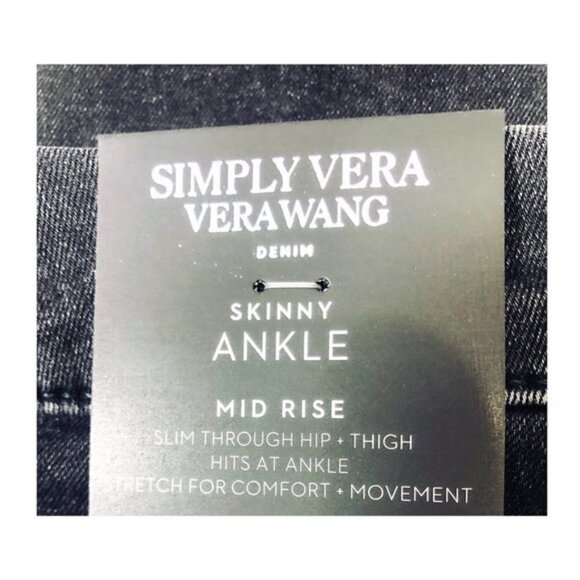 Simply Vera Wang Womens Black High Rise Ankle Zipper Crop Skinny Jeans Sz 16 New - Picture 9 of 11